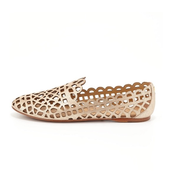 tory burch fiona laser cut smoking slippers in platinum - Picture 3 of 14